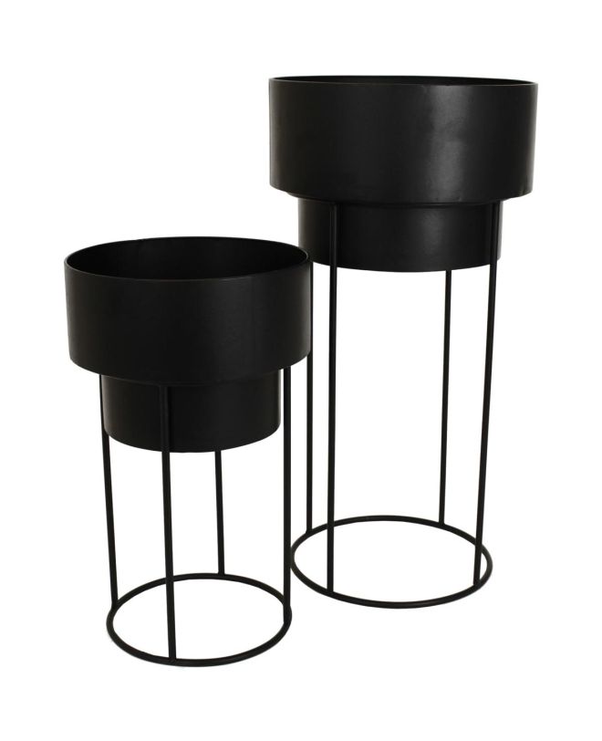 Κασπώ Μαύρο Μέταλλο 38x38x75.5cm Σετ 2Τμχ