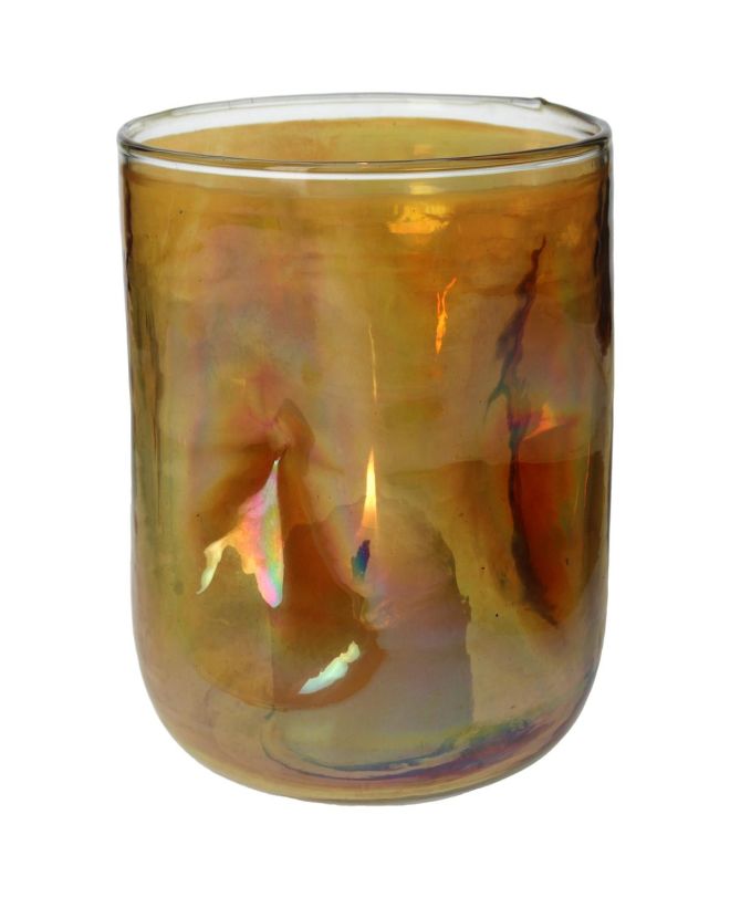 Κηροπήγιο Πορτοκαλί Γυαλί 17x17x17cm