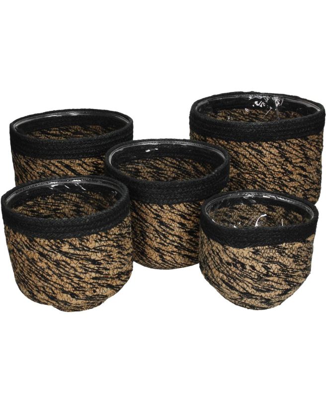 Κασπώ ArteLibre Μαύρο Γιούτα 21x21x15cm Σετ 5Τμχ