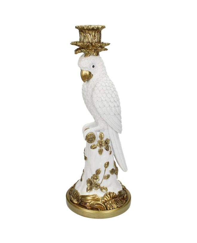 Κηροπήγιο Πουλί Λευκό Polyresin 14x14x35.5cm