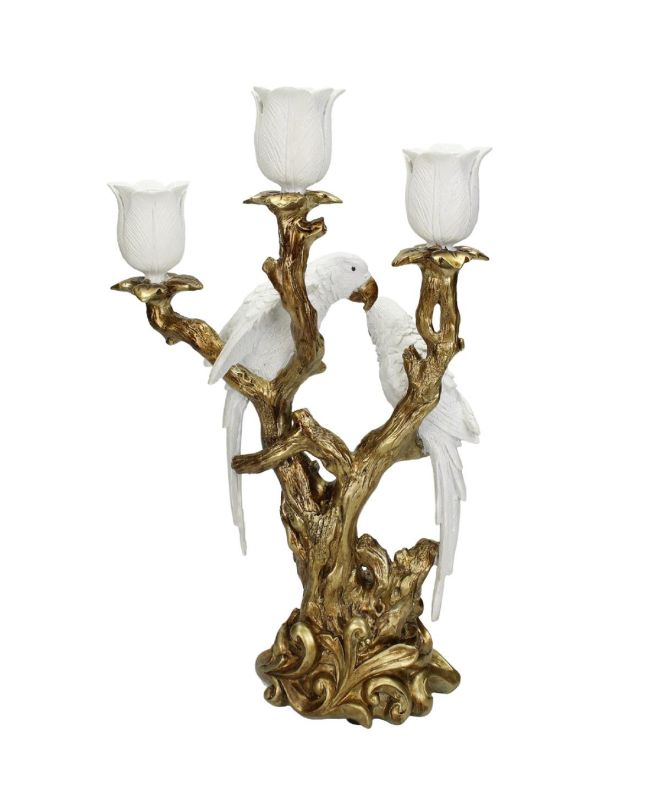 Κηροπήγιο Πουλί Λευκό Polyresin 22.8x12.5x37.5cm