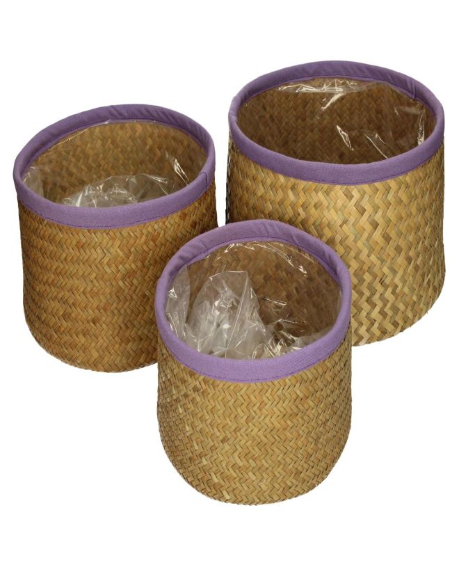 Κασπώ ArteLibre Λιλά Seagrass 27x27x17cm Σετ 3Τμχ