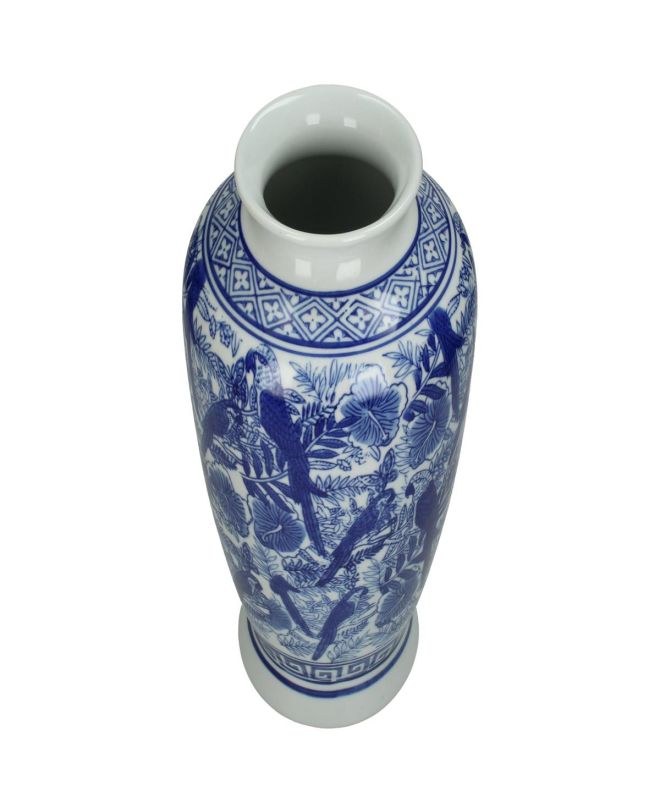 Βάζο Παπαγάλος Μπλε Πορσελάνη 16x16x31cm