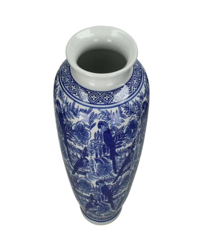 Βάζο Παπαγάλος Μπλε Πορσελάνη 18x18x36cm