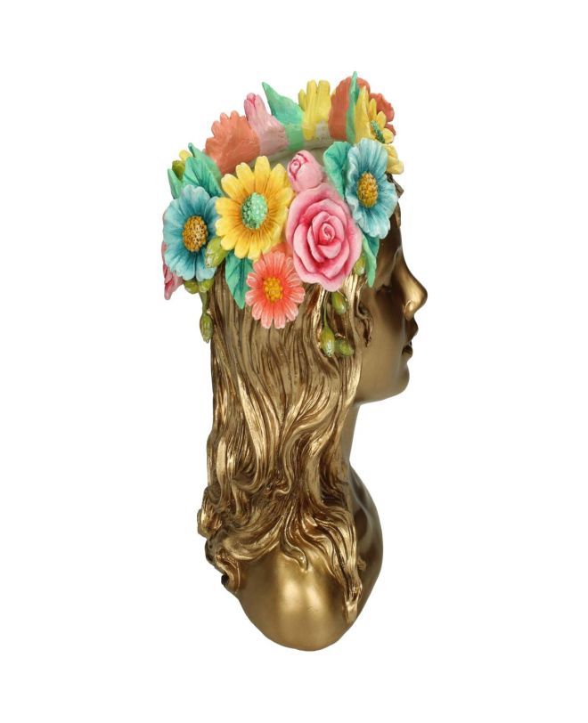 Βάζο Γυναίκα Με Λουλούδια Πολύχρωμο Polyresin 17x15x23.5cm