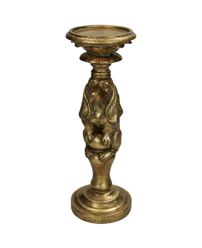 Κηροπήγιο Σκύλος Χρυσό Polyresin 11x9.5x29cm