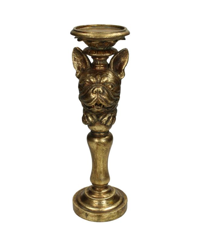 Κηροπήγιο Σκύλος Χρυσό Polyresin 10.2x10.2x33.5cm