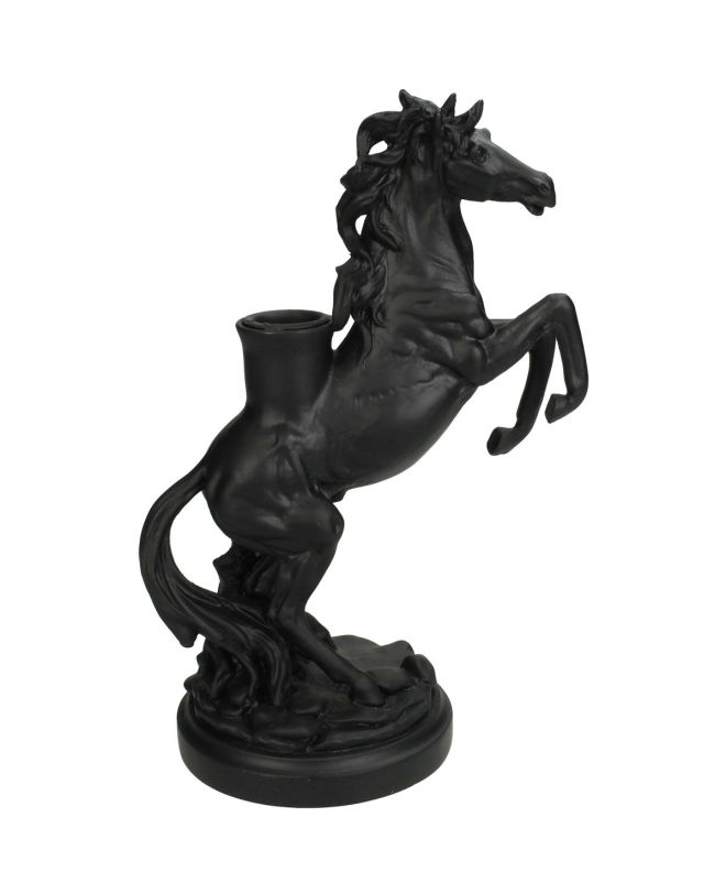 Κηροπήγιο Άλογο Μαύρο Polyresin 16x10x23.2cm