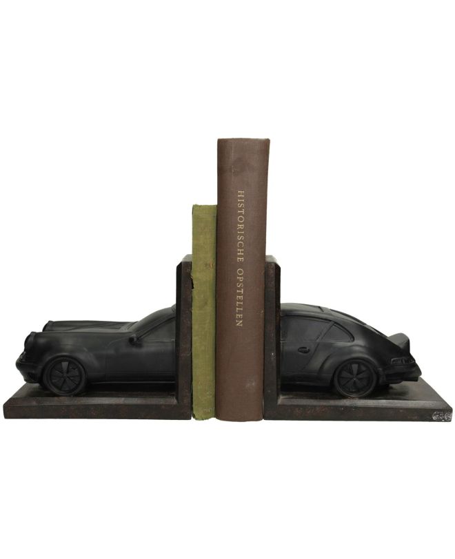 Βιβλιοστάτης Αυτοκίνητο Μαύρο Polyresin 35x12x15cm Σετ 2Τμχ