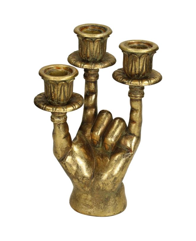 Κηροπήγιο Χέρι Χρυσό Polyresin 16x11.5x23.5cm