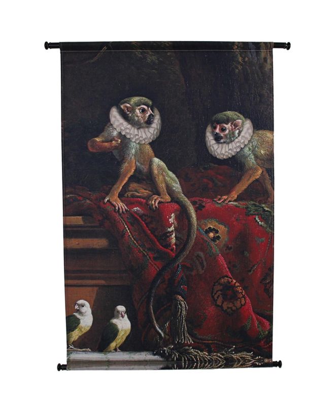 Διακοσμητικό Τοίχου Κρεμαστό Πίθηκος Κόκκινο Βελούδο 83x110cm