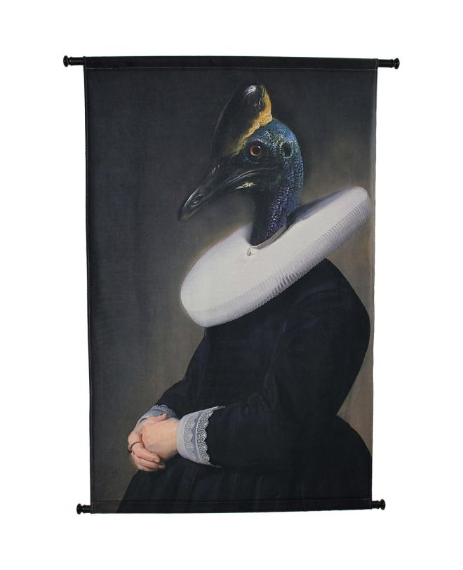 Διακοσμητικό Τοίχου Κρεμαστό Παγώνι Μαύρο Βελούδο 83x110cm