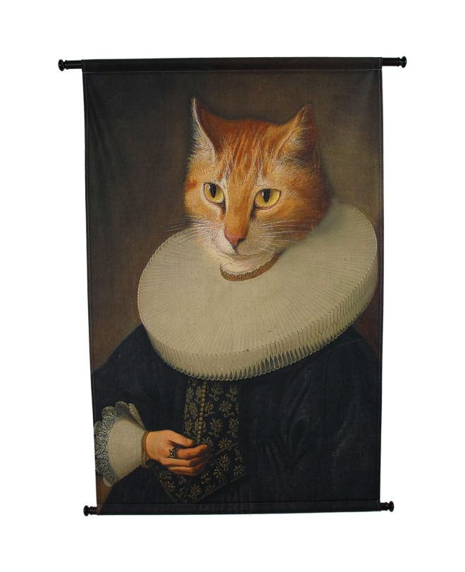 Διακοσμητικό Τοίχου Κρεμαστό Γάτα Καφέ Βελούδο 83x110cm