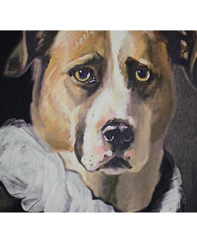 Διακοσμητικό Τοίχου Κρεμαστό Σκύλος Μαύρο Βελούδο 83x110cm