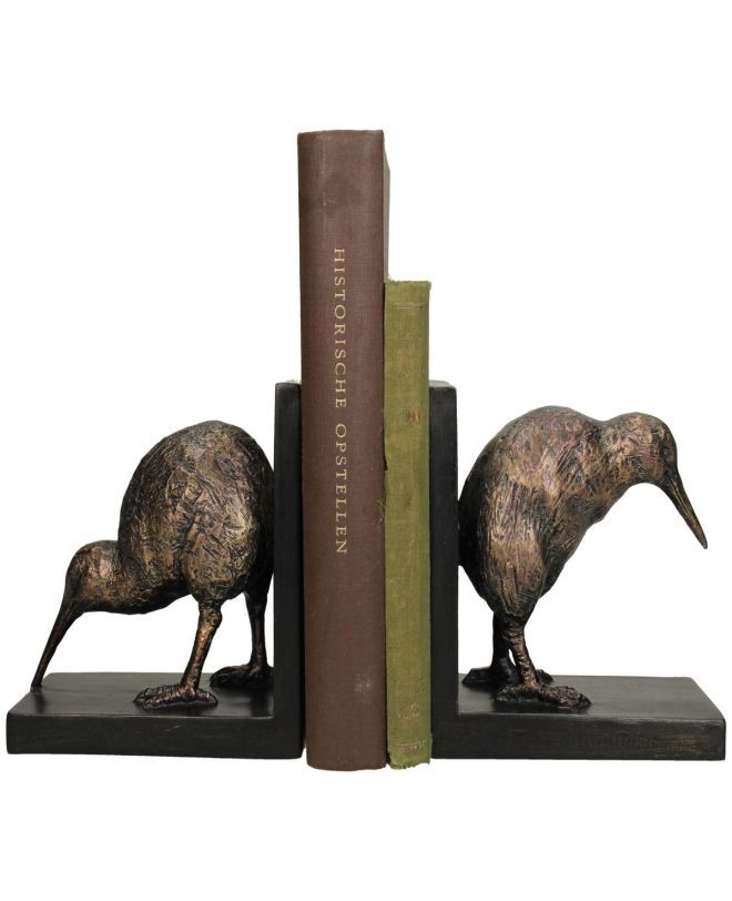 Βιβλιοστάτης Κίουι Μπρονζέ Polyresin 34.8x9.3x15.8cm Σετ 2Τμχ