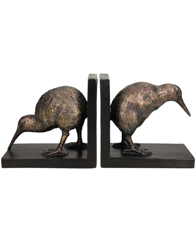 Βιβλιοστάτης Κίουι Μπρονζέ Polyresin 34.8x9.3x15.8cm Σετ 2Τμχ