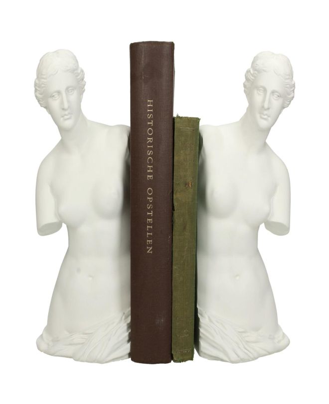 Βιβλιοστάτης Αφροδίτη Λευκό Polyresin 23.4x12.5x26.3cm Σετ 2Τμχ