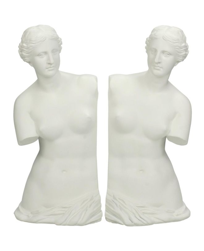 Βιβλιοστάτης Αφροδίτη Λευκό Polyresin 23.4x12.5x26.3cm Σετ 2Τμχ