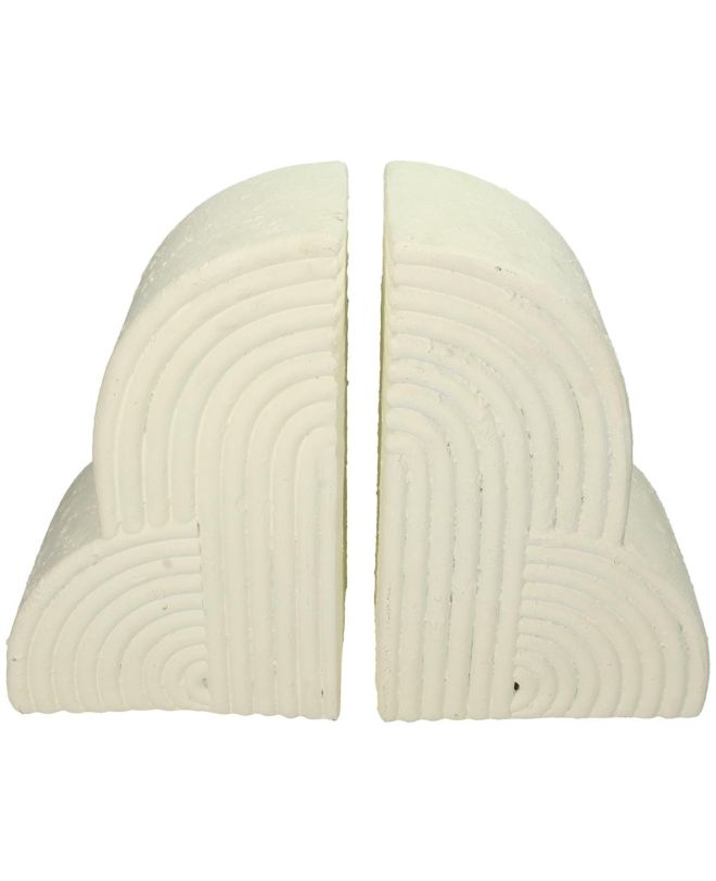 Βιβλιοστάτης Γεωμετρικό Λευκό Polyresin 34x11.2x26cm Σετ 2Τμχ