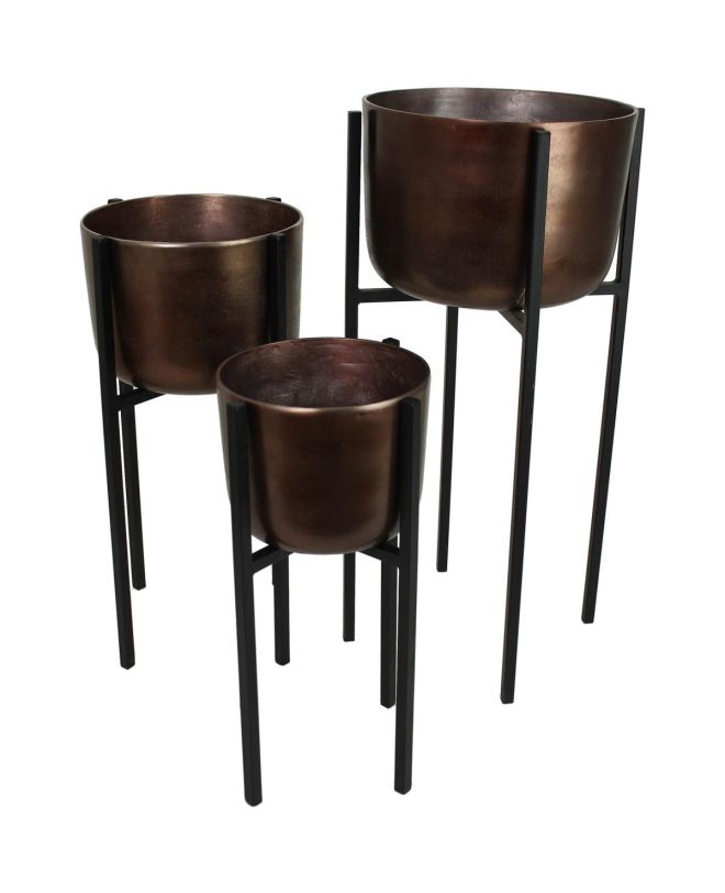 Κασπώ Καφέ Αλουμίνιο 38x38x75cm Σετ 3Τμχ