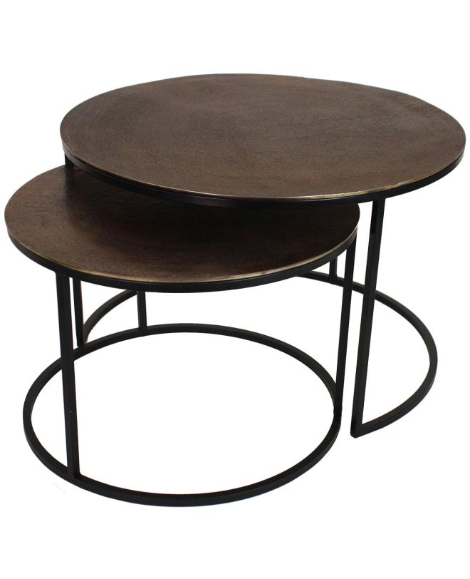 Τραπεζάκι Καφέ Αλουμίνιο 75x75x48cm Σετ 2Τμχ