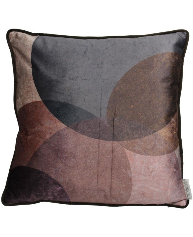 Μαξιλάρι Κύκλοι Καφέ Βελούδο 45x45cm