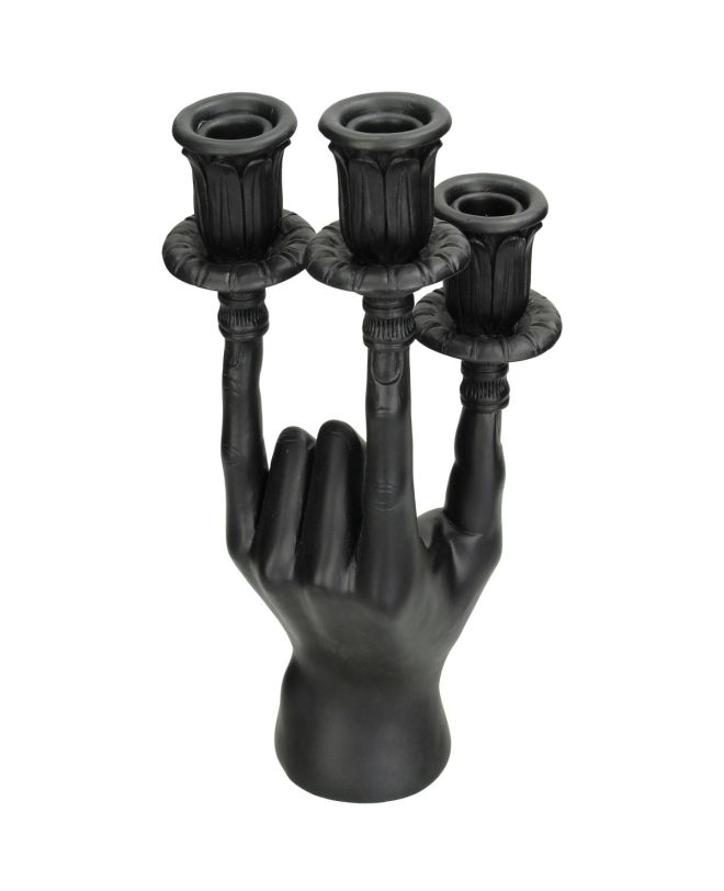 Κηροπήγιο Χέρι Μαύρο Polyresin 16x11.5x23.5cm