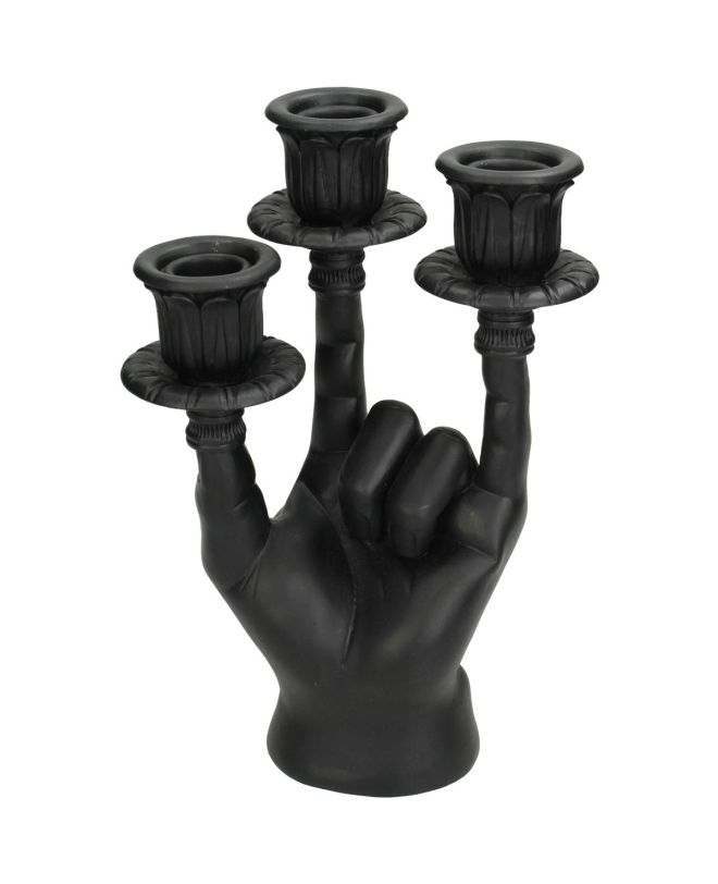 Κηροπήγιο Χέρι Μαύρο Polyresin 16x11.5x23.5cm