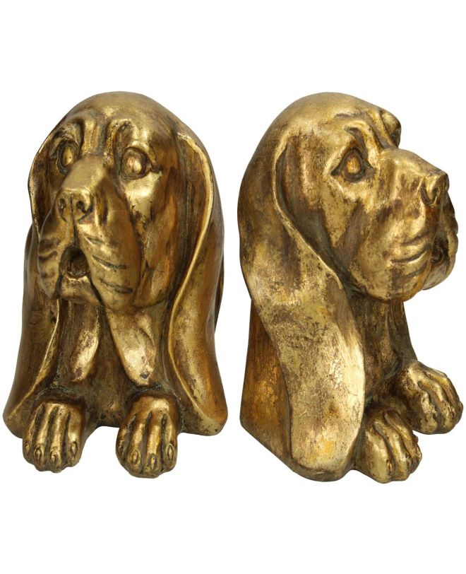 Βιβλιοστάτης Σκύλος Χρυσό Polyresin 19.5x11.3x12.5cm Σετ 2Τμχ