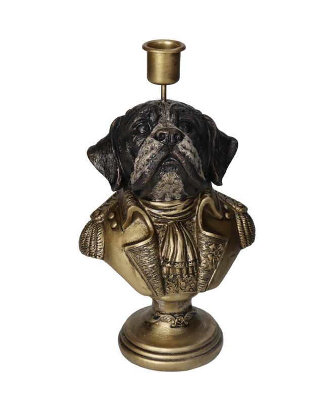 Κηροπήγιο Προτομή Σκύλου Χρυσό Polyresin 13x9.5x24cm