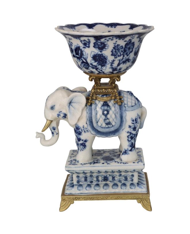 Μπολ Ελέφαντας Μπλε Κεραμικό 19x15x28cm