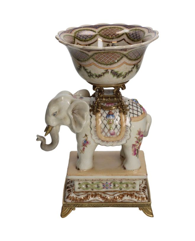 Μπολ Ελέφαντας Λευκό Κεραμικό 19x15x28cm