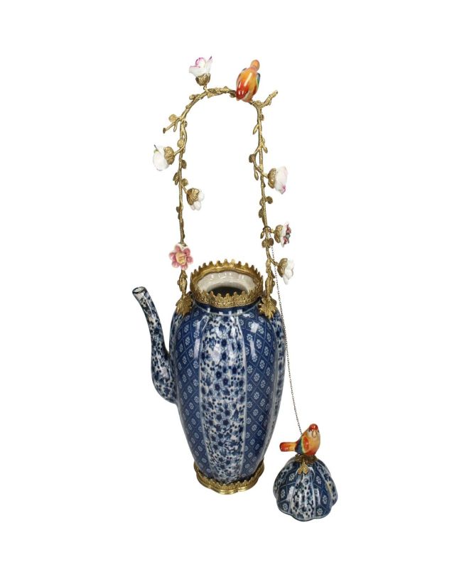 Διακοσμητικό Τσαγιέρα  Μπλε Κεραμικό 23x18x44cm