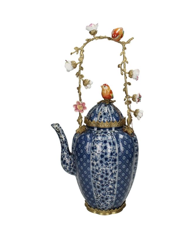 Διακοσμητικό Τσαγιέρα  Μπλε Κεραμικό 23x18x44cm