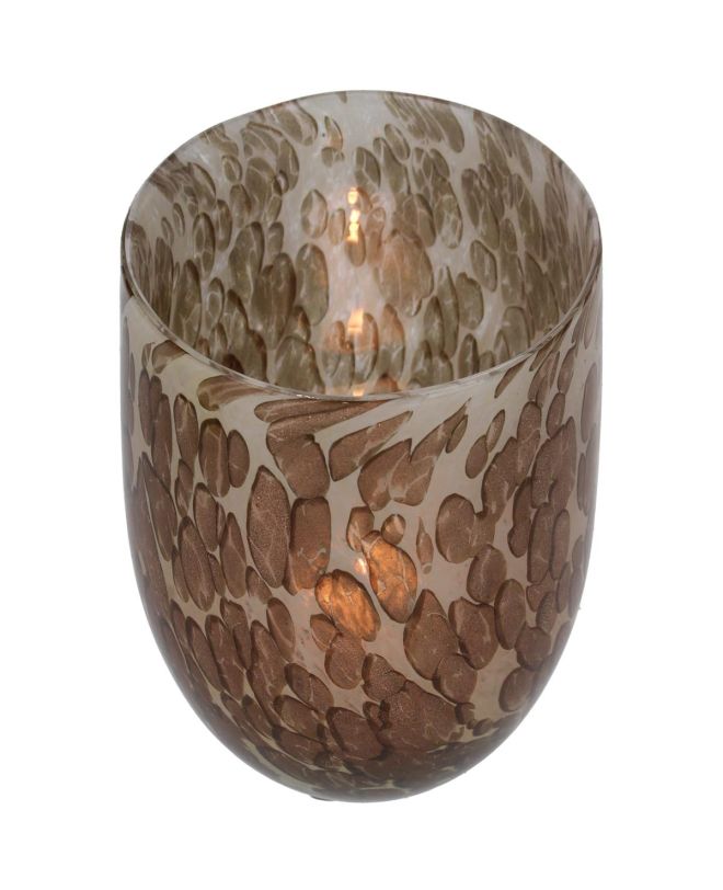 Κηροπήγιο Αποξηραμένα Λουλούδια Μπρονζέ Μέταλλο/Γυαλί 10.5x10x12.3cm