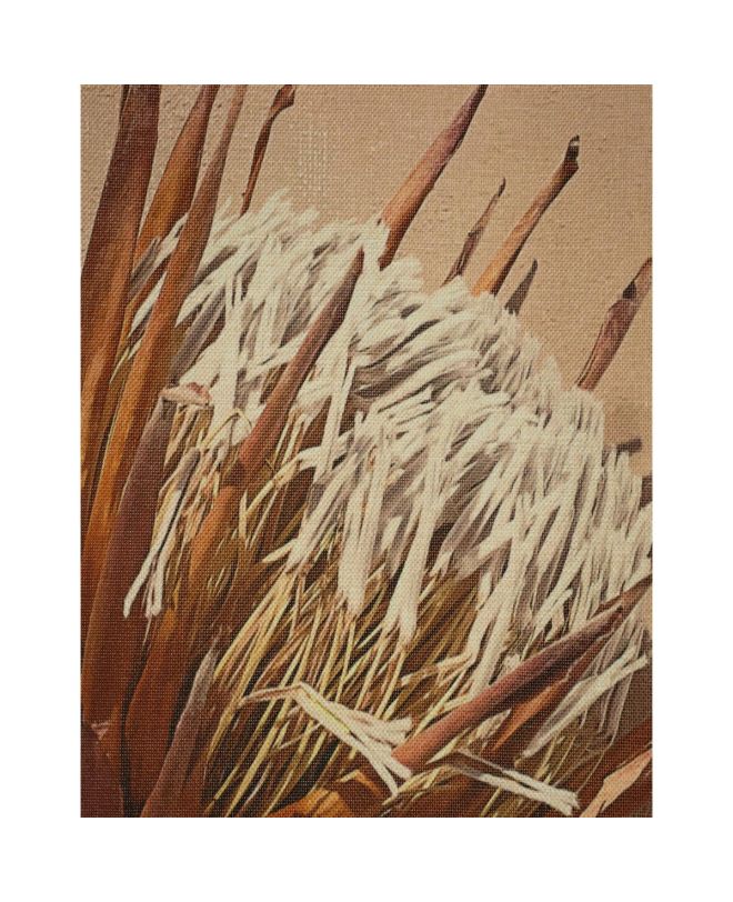 Διακοσμητικό Τοίχου Κρεμαστό Αποξηραμένο Λουλούδι Μπεζ Polyester 83x110cm