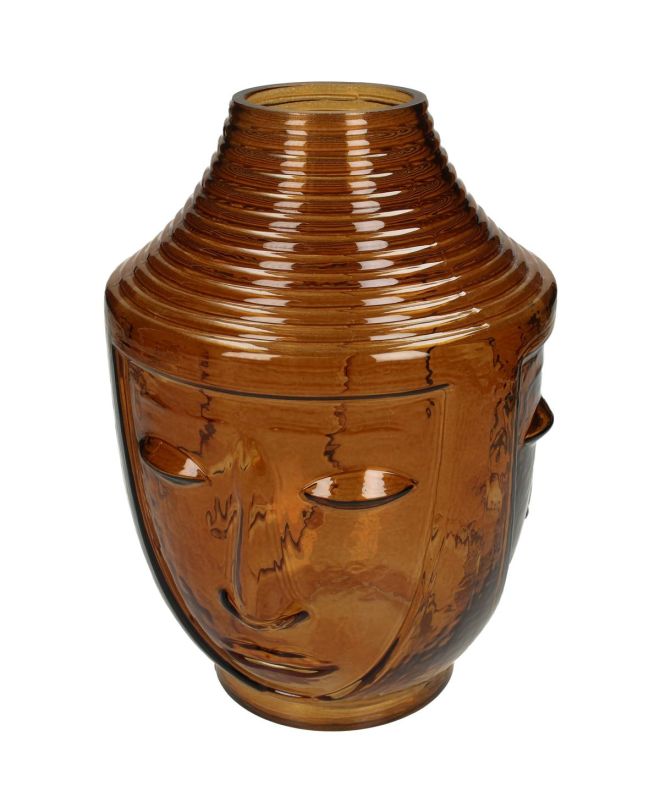 Βάζο ArteLibre Πρόσωπο Καφέ Γυαλί 18x18x25cm