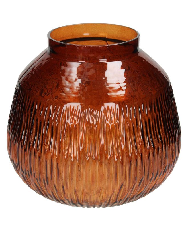 Βάζο Καφέ Γυαλί 27.5x27.5x25cm