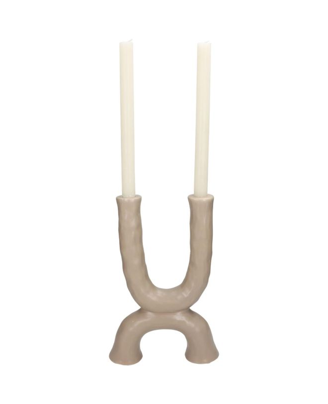 Κηροπήγιο Μπεζ Κεραμικό 20.5x6.5x31cm
