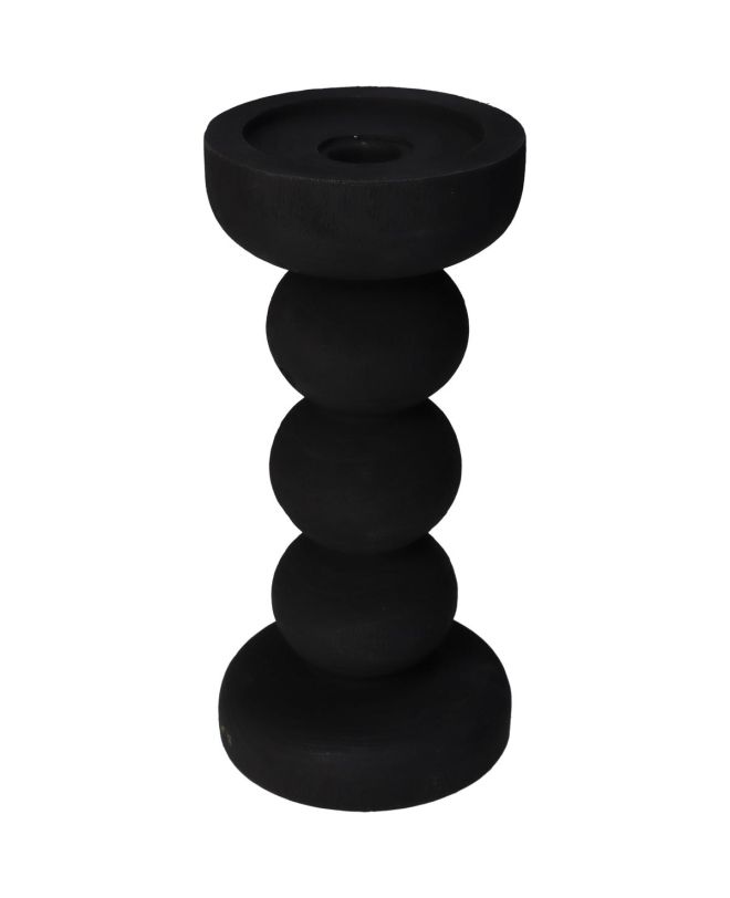 Κηροπήγιο Μαύρο Polyresin 10x10x21cm