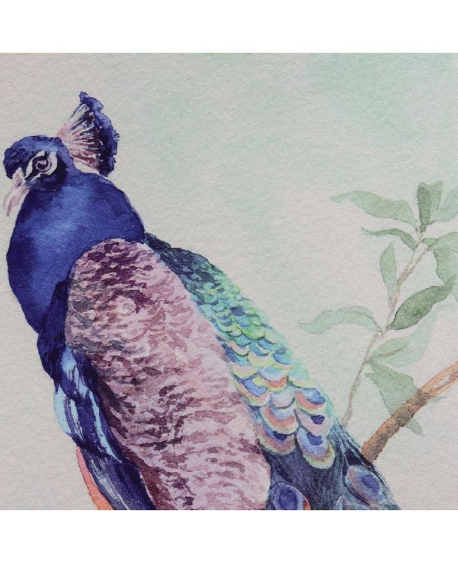 Διακοσμητικό Τοίχου Κρεμαστό Παγώνι Μπλε Βελούδο 140x170cm