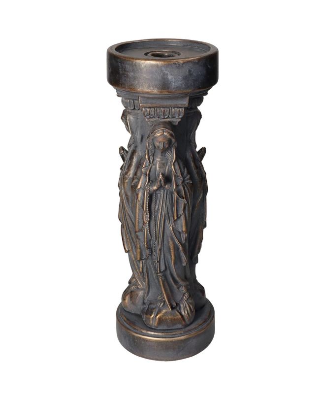 Κηροπήγιο Μαρία Μαύρο Polyresin 10x10x30cm