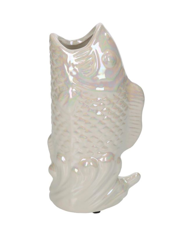 Βάζο ArteLibre Ψάρι Ιβουάρ Κεραμικό 11.5x7x21.5cm