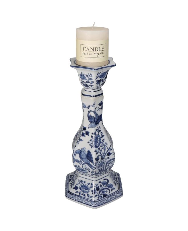 Κηροπήγιο Μπλε Πορσελάνη 17.5x17.5x36.5cm