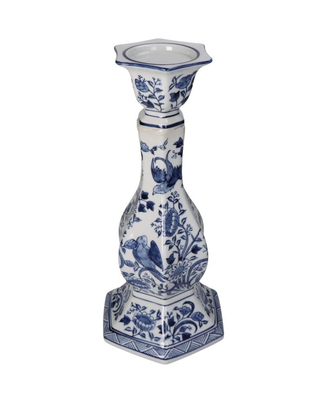 Κηροπήγιο Μπλε Πορσελάνη 17.5x17.5x36.5cm