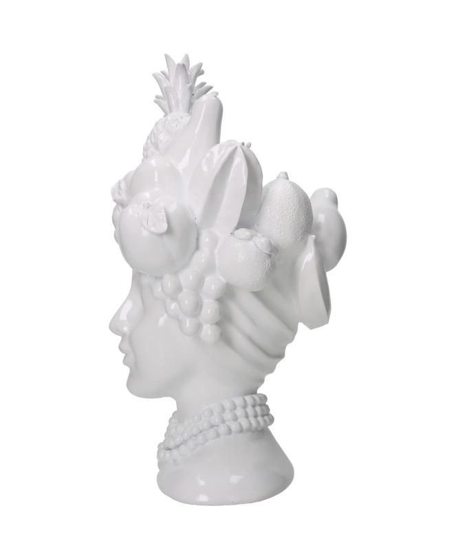 Βάζο Γυναίκα Με Φρούτα Polyresin Λευκό 23x21x36.7cm