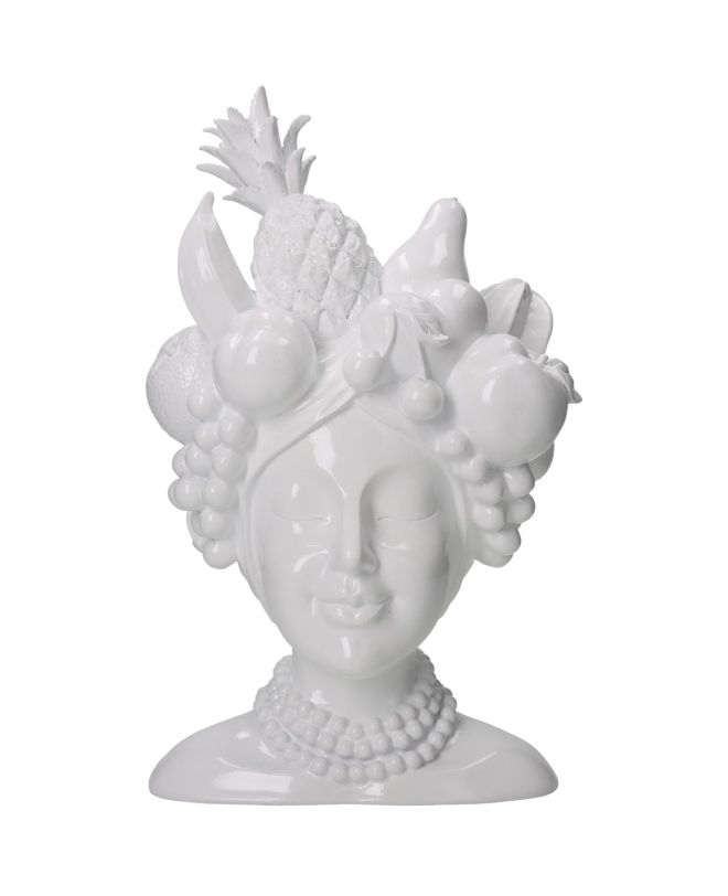 Βάζο Γυναίκα Με Φρούτα Polyresin Λευκό 23x21x36.7cm