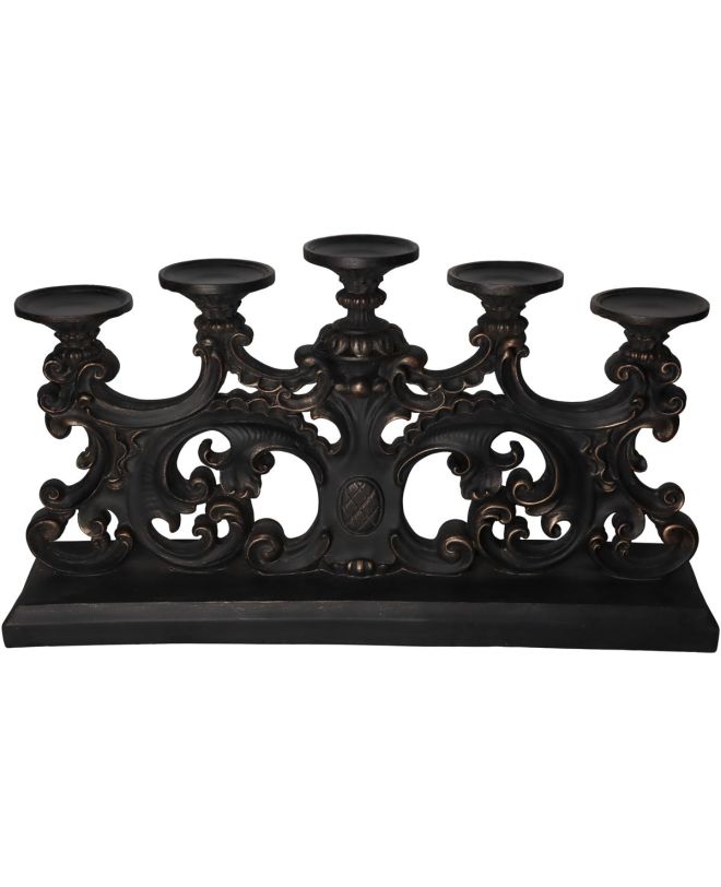 Κηροπήγιο Μπαρόκ Μαύρο Polyresin 62.3x14x34cm