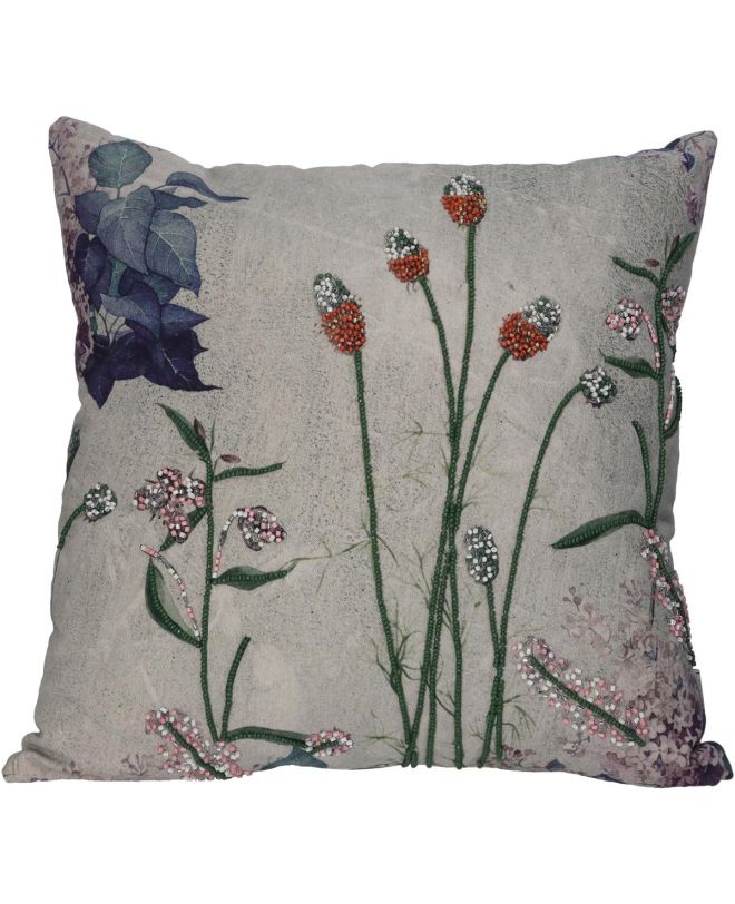 Μαξιλάρι Λουλούδια Μπεζ Βαμβακερό 45x45cm