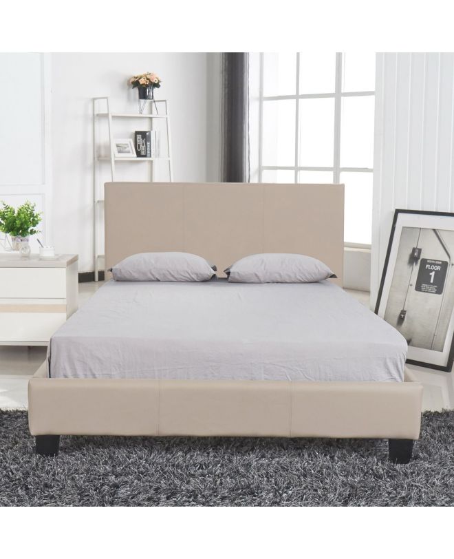 Κρεβάτι ArteLibre AZALEA Capuccino PU 213x128x88cm (Στρώμα 120x200cm)